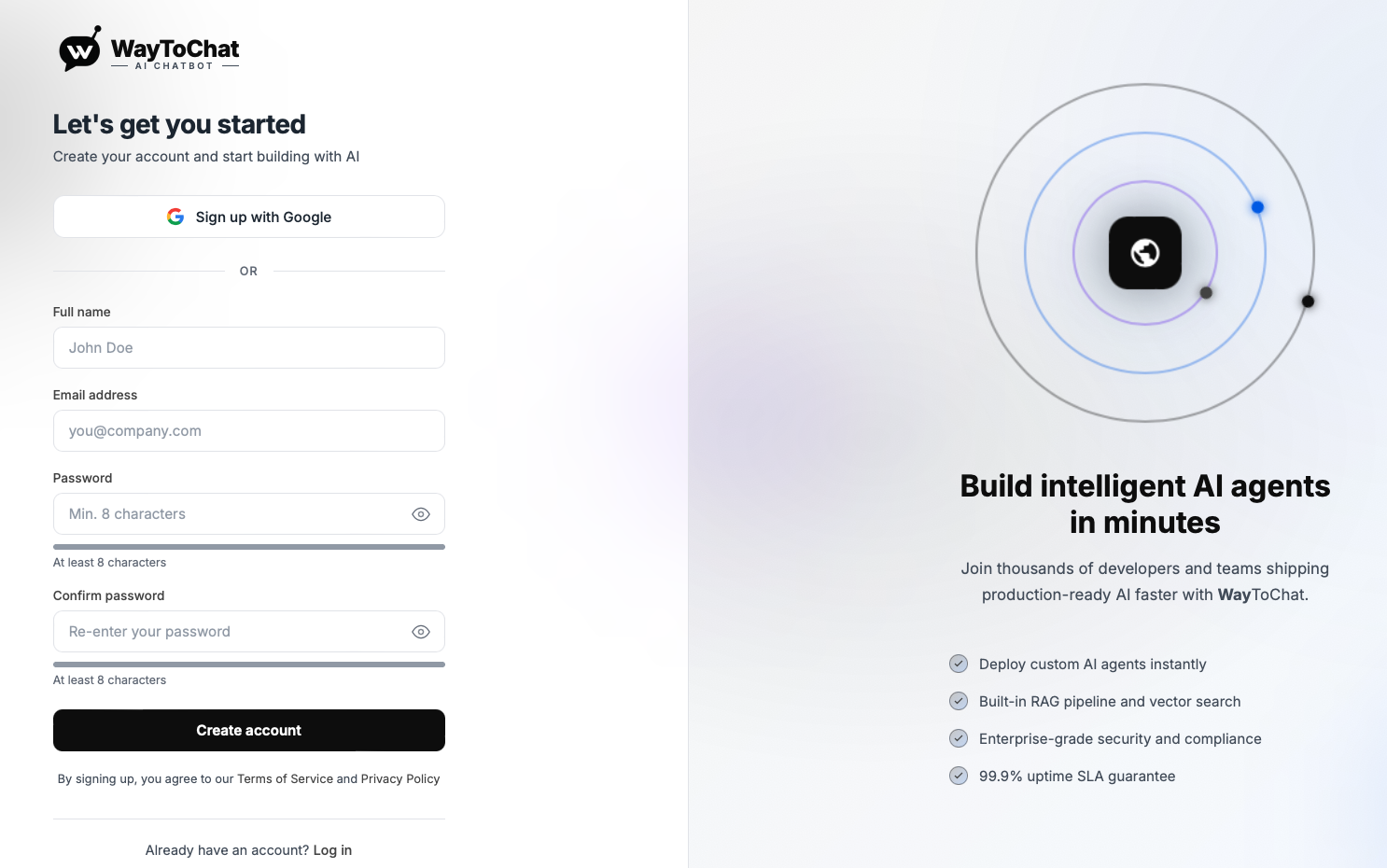 Signup page