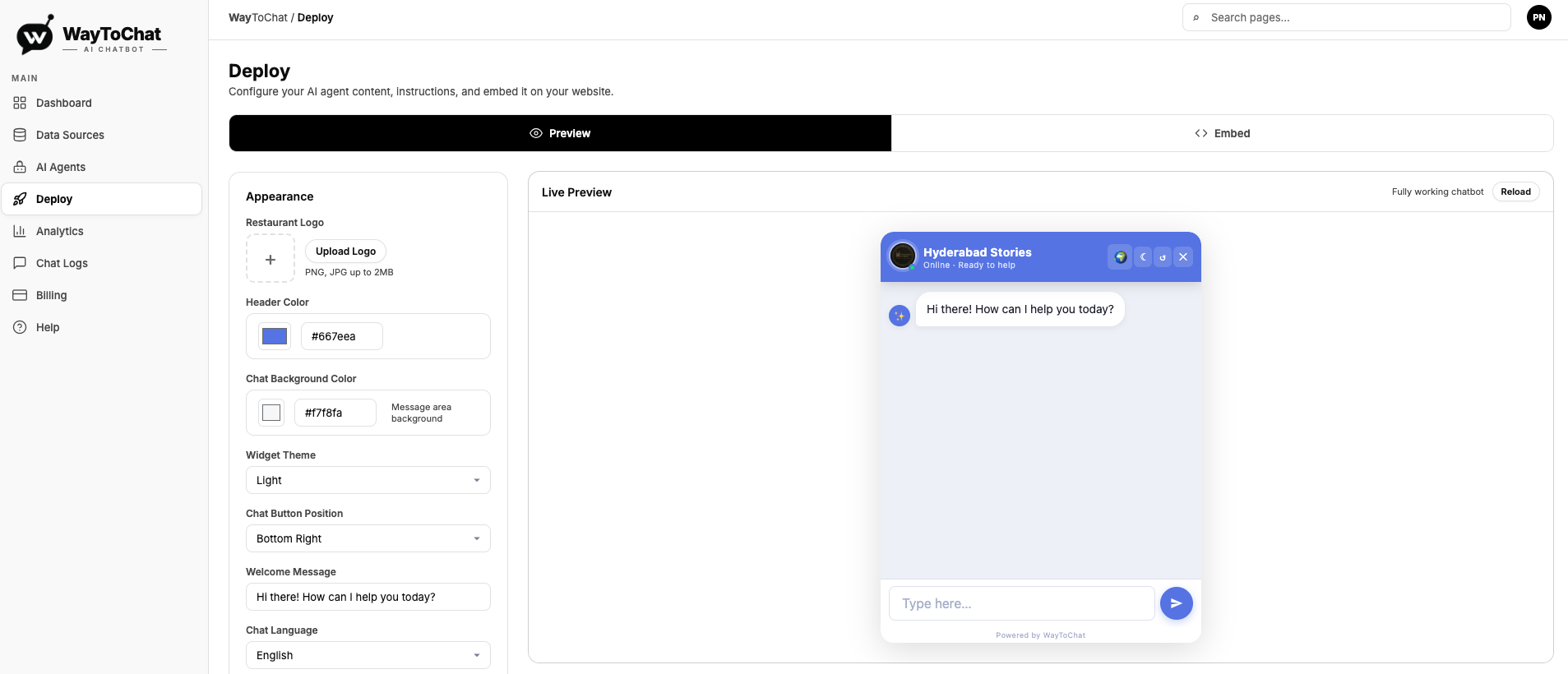 Chatbot preview