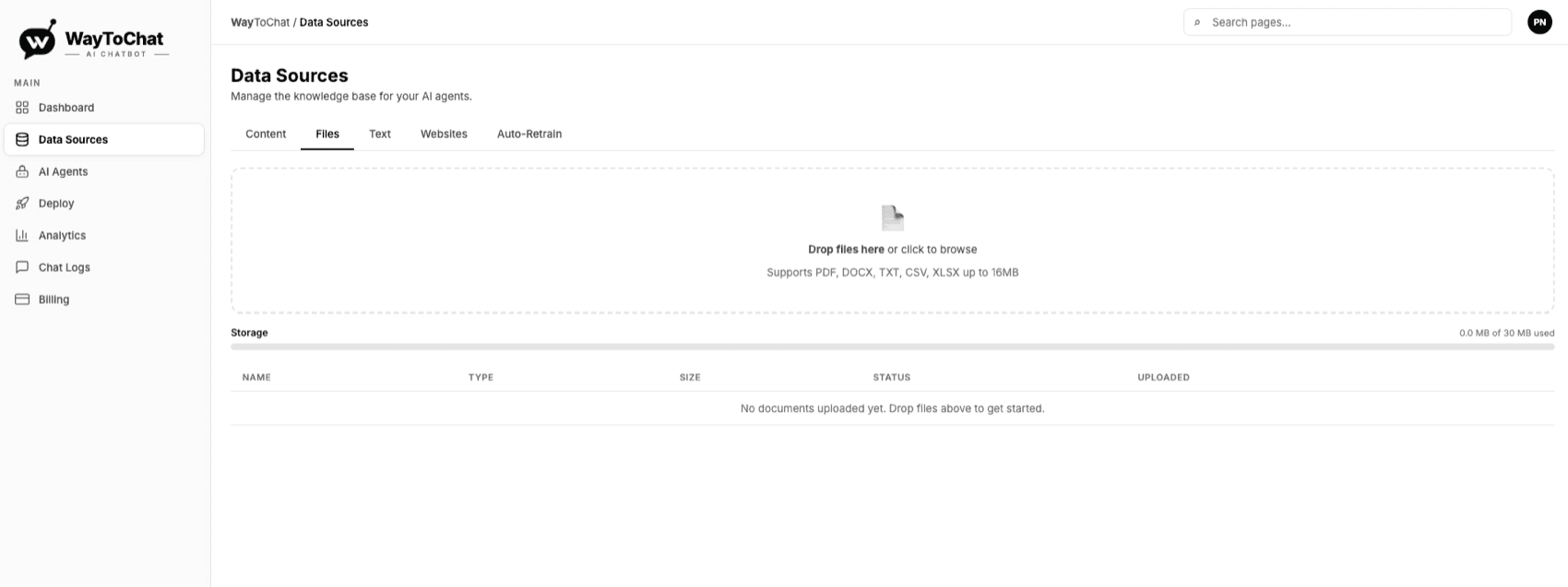 WayToChat Data Sources